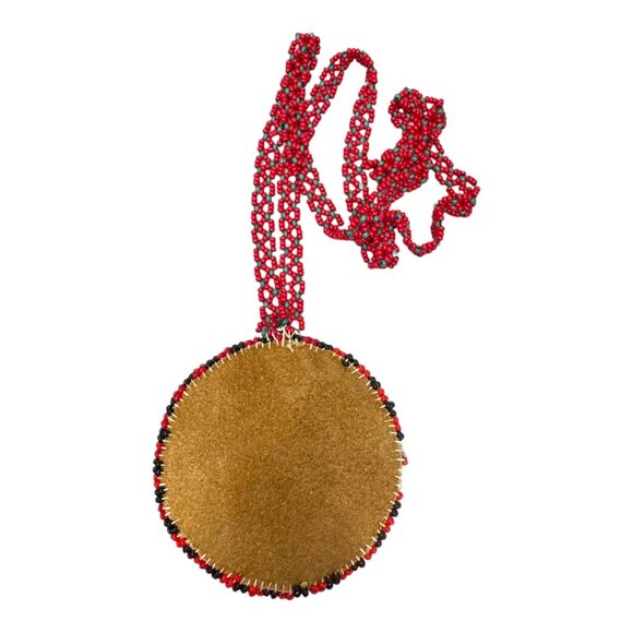 Handmade Native American Vtg Large Beaded Duck Medallion Pendant Necklace READ - Picture 7 of 7